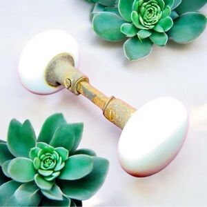 Antique Victorian White Porcelain Door Knob Set